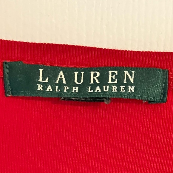Lauren Ralph Lauren Scarlet long sleeves, v neck, top. Beautiful accent, Holiday - Picture 1 of 12
